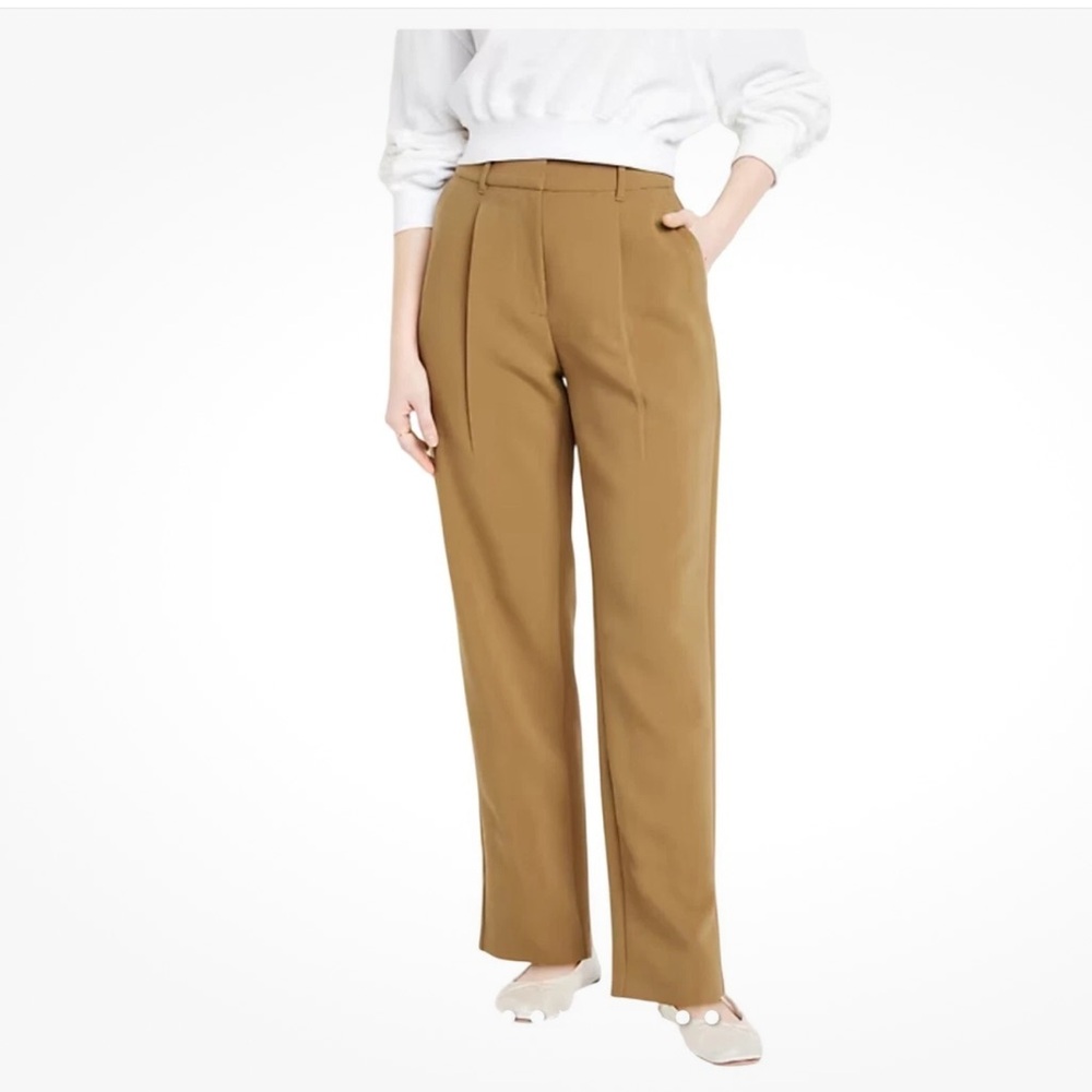 Old Navy Extra High Rise Taylor Wide Leg Trouser Pants Tan Woman XXL Preppy 2024